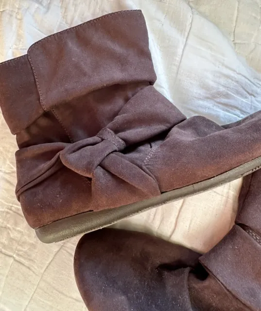 Report Women’s Evalie Brown Faux Suede Ankle Slouch Bow Bootie Size 7