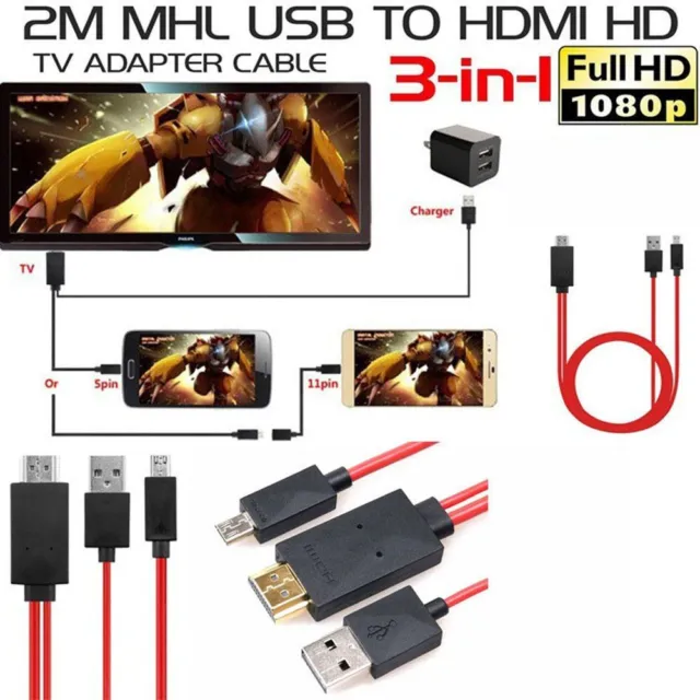PC 1080P Output Projector MHL TV Cable Adapter Converter Micro USB to HDMI