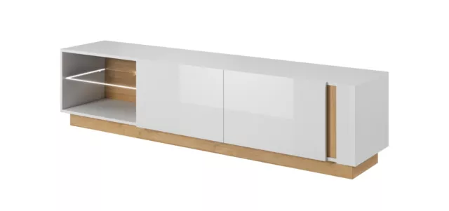 Grosser TV-Schrank Caro 187 cm weiß glänzend für das Zimmer 2