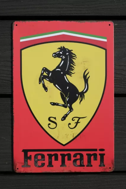 Ferrari Car Garage Sign Wall Plaque Vintage mancave 12 x 8 Inches A4