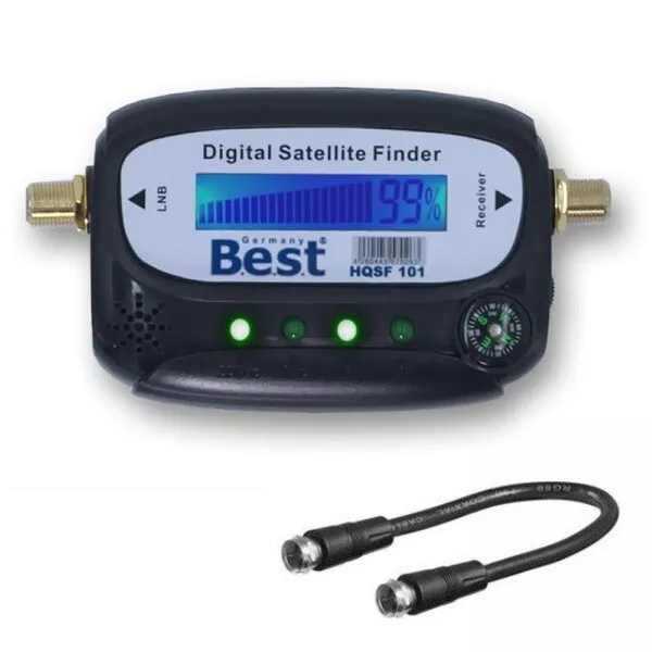 Satfinder PROFI SAT Finder mit LCD Display digital Messgerät Kompass F-Kabel