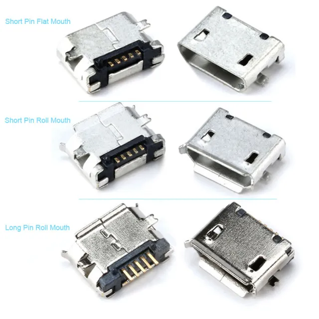 Micro USB Type B 5P 5 pin SMT SMD Female Socket Connector Jack Port ,3 Types