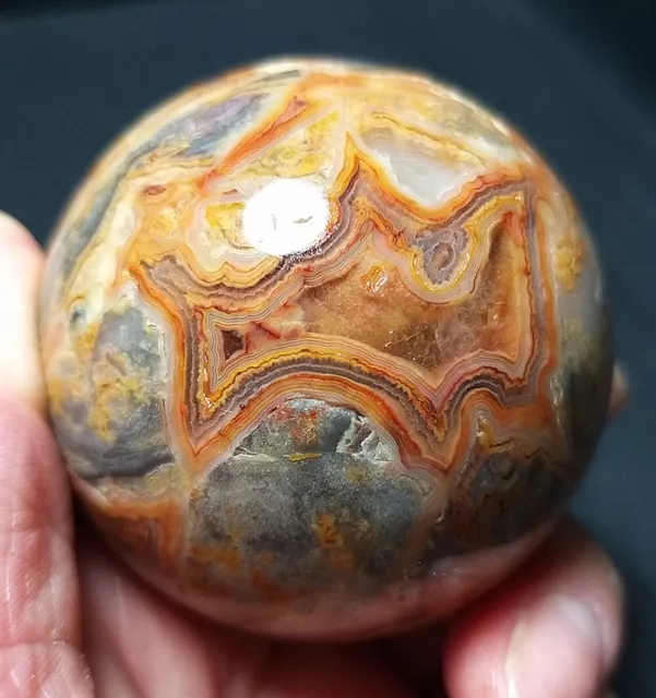 TOP 205G 53mm Natural Polished Banded Agate Crystal Sphere Ball Healing YWD228