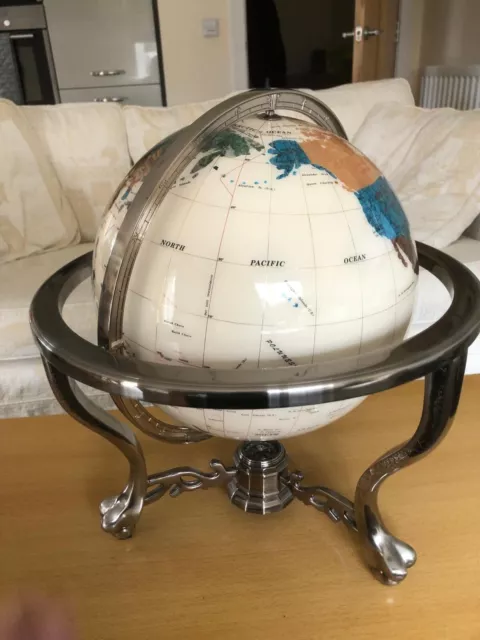 Vintage Large Mother of Pearl Gemstone Globe with Compass