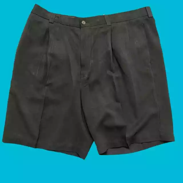 TOMMY BAHAMA 100% Silk Shorts Mens Size 38 Black Relax Beach Tropical ...