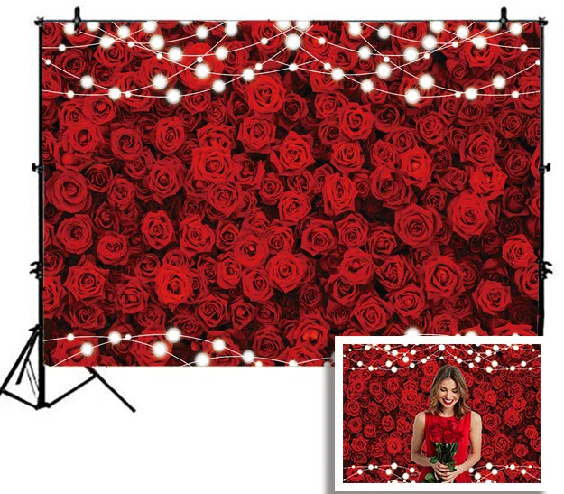 REALISTIC RED ROSE Flower Wall Backdrop Wedding Birthday Mother's Day