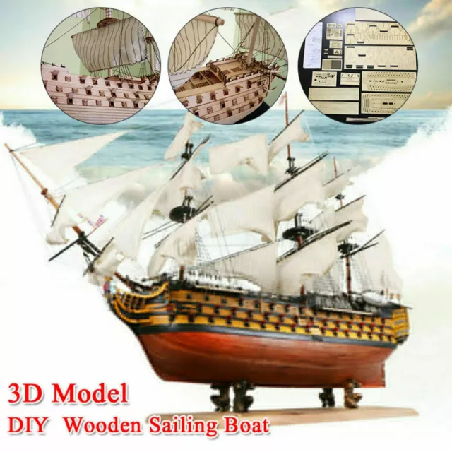 DIY Assembly Ship 3D Wooden Sailing Boat Model Kit Ship Decoration Gift Child