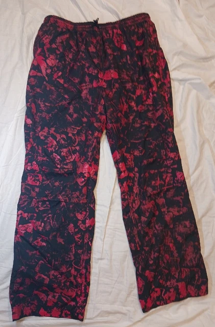 Vtg Men's XL St John's Bay Lined Track Pants Break Dance Red Black Paint Splat