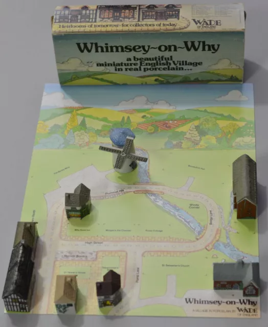 Wade Whimsey On Why Set 2, 1981 With Orginal Box And Display Card 8 Buildings