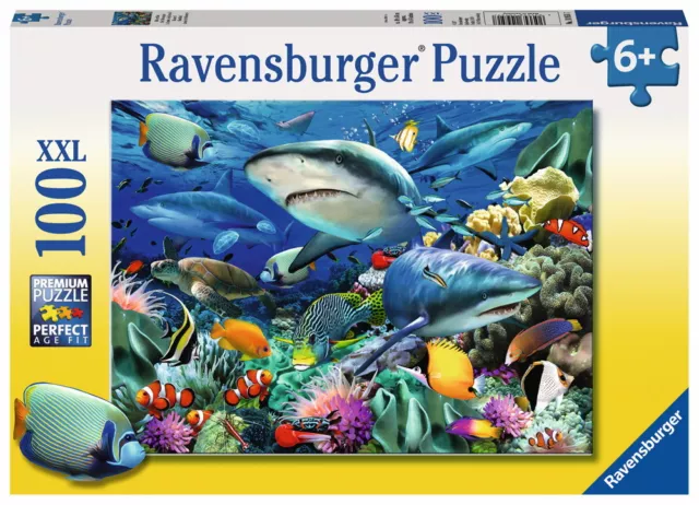 100 Teile Ravensburger Kinder Puzzle XXL Riff der Haie 10951