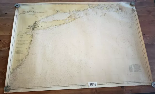 Vintage Nautical Chart Approaches To NY Nantucket Shoals 5 Fathom Bank 1939