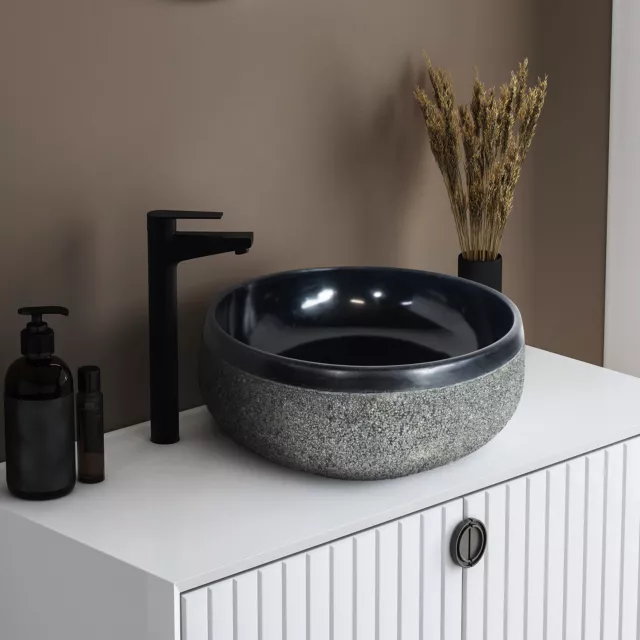 SANTORINI Basalt Stone Vessel Bathroom Sink