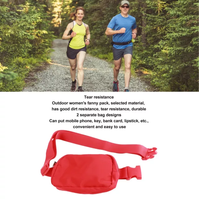 (Red)Fanny Pack Women Outdoor Waist Bag 2 Independent Pockets Fashion Great Dirt