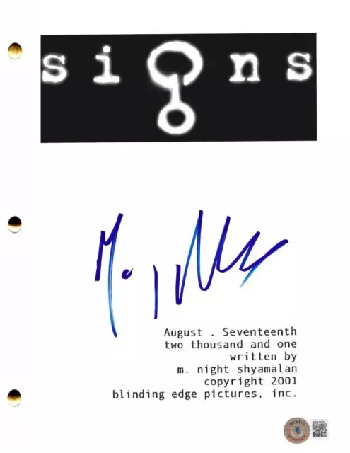 M Night Shyamalan Signed Signs Full Script Authenetic Autograph Beckett Hologram
