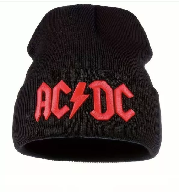 Bonnet  AC/DC Brodé , bonnet,  Taille unique, Noir, NEUF