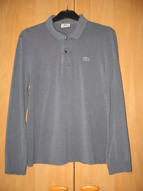 Polo LACOSTE gris manche longue Taille 4 - Polo LACOSTE grey long sleeve us M