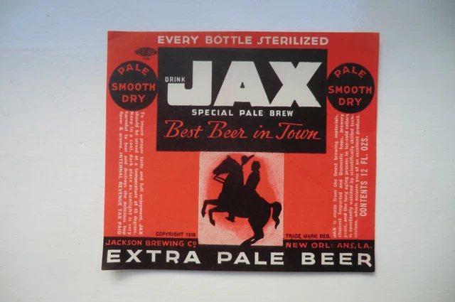 Jackson Brewing New Orleans La Special Pale Ale Brewery Beer Bottle Label