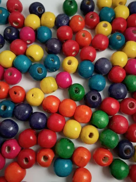 50pcs Wooden Round Beads Mixed Colour, 14x13mm Jewellery Crafts - B20138