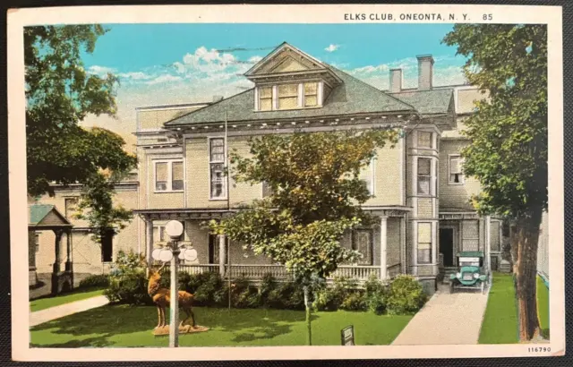 Vintage Postcard 1930 Elks Club Oneonta New York