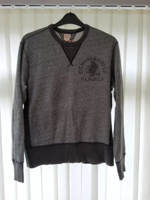 Ralph Lauren Denim Supply Indian Head Crew Neck Sweatshirt Pullover Grey Medium