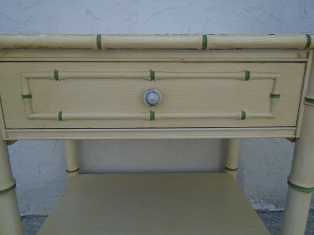 Thomasville Faux Bamboo Nightstand  Hollywood Regency Allegro 1 drawer Bed table