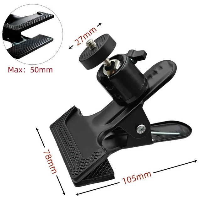 METAL BALL HEAD Clamp 1/4 Screw Grip Clip Camera Phone Holder Studio A ...