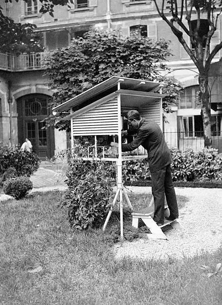 The National Meteorological Office a meteorologist examines am- 1931 Old Photo