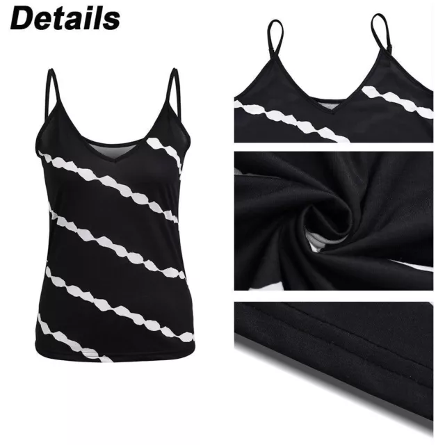 Womens Striped Sleeveless Vest Tank Top T Shirt Summer Casual Spaghetti Blouse 3