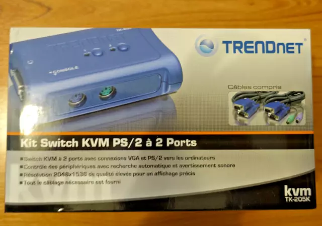 TRENDNET TK-205K - switch KVM 2 ports - VGA (2048 x 1536) + PS/2 - Plug & Play