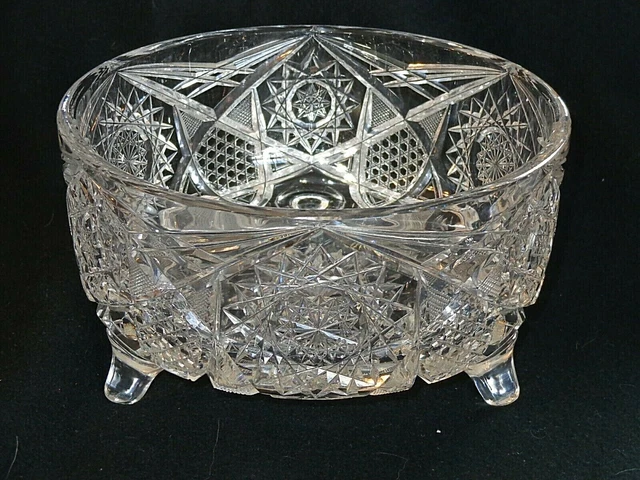 Signed J. Hoare ABP American Brilliant Cut Glass Footed Fernery Bowl