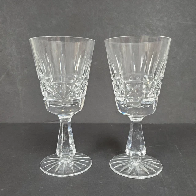 Waterford Rosslare Water Wine Stem Goblet 6 "  Pair
