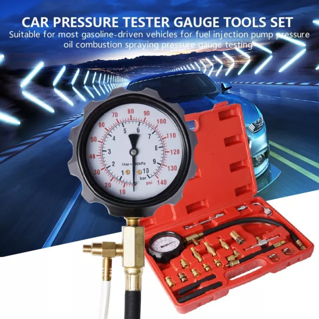 140 PSI FUEL Injection Injector Gauge Kit Pressure Tester Test Car