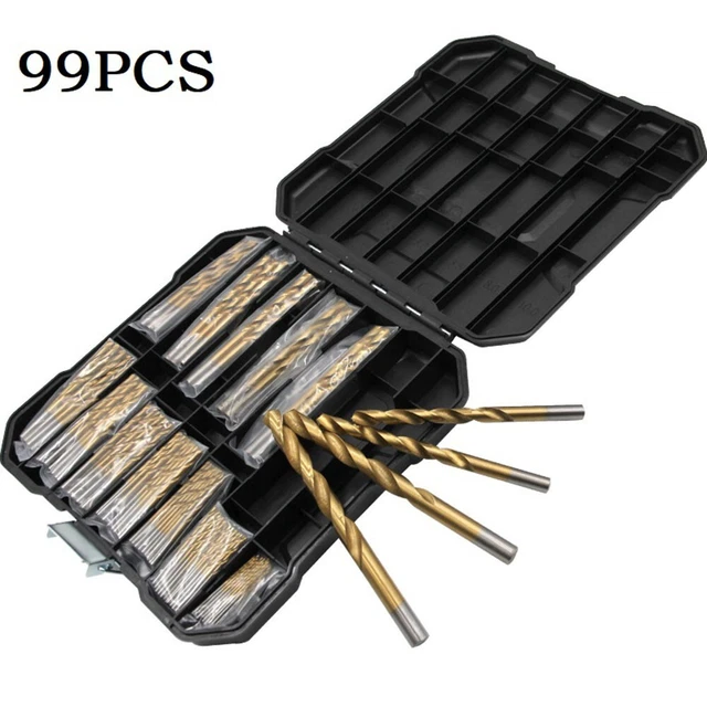 Drill Bit With Storage Case 99pcs For Wood Metal Golden Metal Hole Grooving