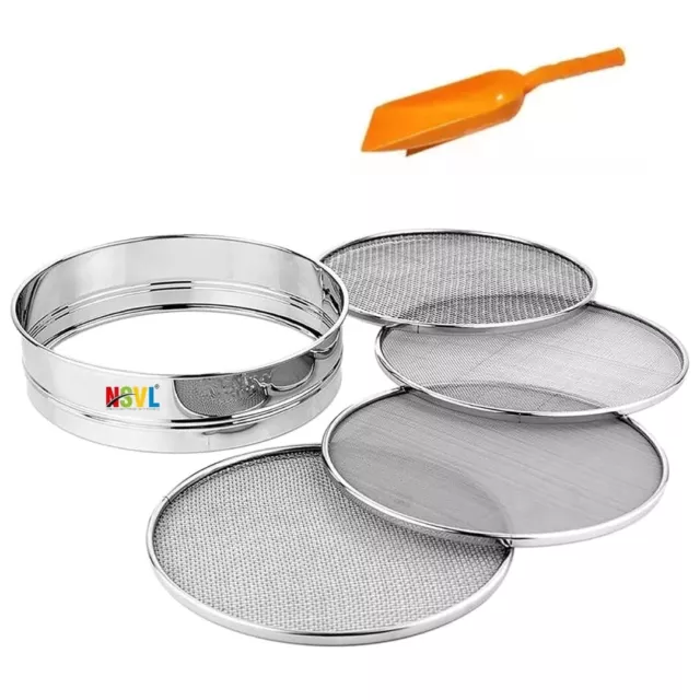 Acciaio Inox 4 IN 1 Intercambiabili Setaccio Con Aata Scoop Set Di 5