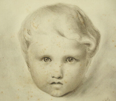 Jeanne Cordilus 1899 Hermoso Dibujo Original Retrato de Un Bebé Baby Draw
