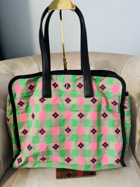 Kate Spade Morley Large Tote Nylon Shopper Handbag NWT Pink Green Black New