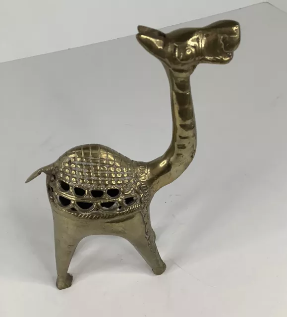 CAMEL vintage Brass FIGURINE  7” statue engraved etched