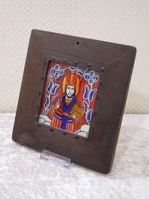Sabina Pavel Icono Aceite En Vidrio - Hl. Nicolás - Estilo Vintage Diseño