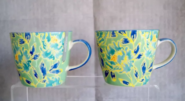 Gisela Graham Tea/ Coffee Mug All Round Blue Drama Peony Pattern Ceramic Mug