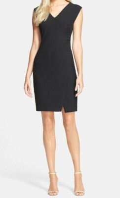Diane Von Furstenberg 192213 Womens Sleeveless Sheath V-Neck Dress Black Size 12