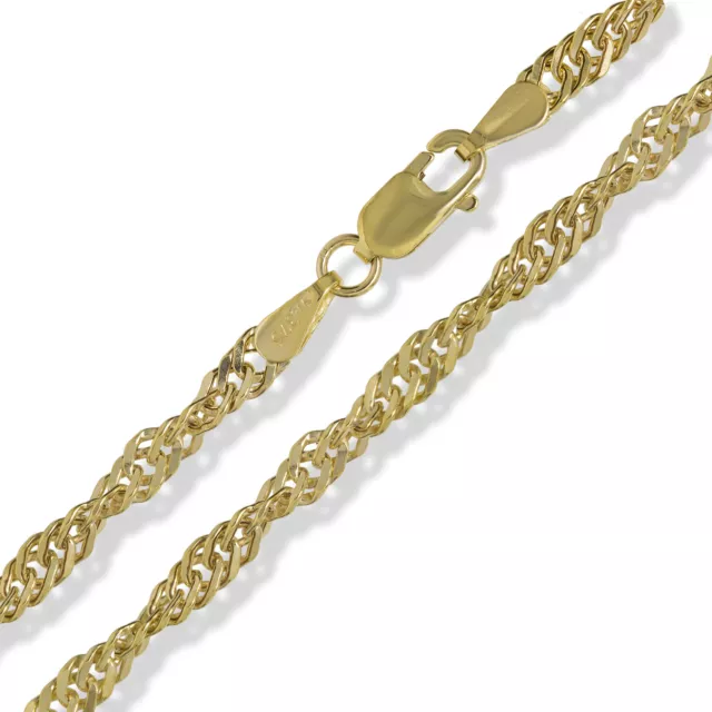 375 9Ct Solid Yellow Gold 18" Singapore Twisted Curb Link Rope Chain Necklace