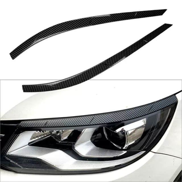 Front Fog Light Lamp Eyebrow Cover Trim Carbon Fiber For VW Tiguan MK1 11-16 hi