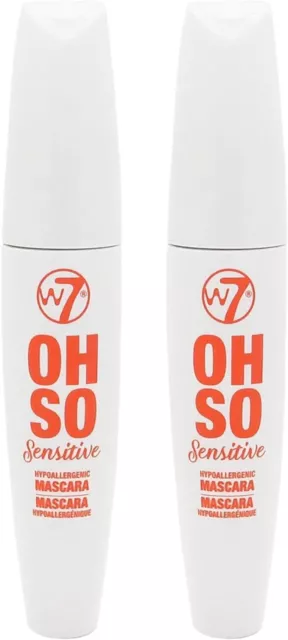 W7 Oh So Sensitive Hypoallergenic Mascara - Black 7.5 ml (Pack of 2)