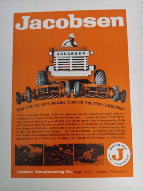 Vintage Jacobsen Mower Advertising, 1960's, Lot (8), Racine, Wisconsin 12" x 9"