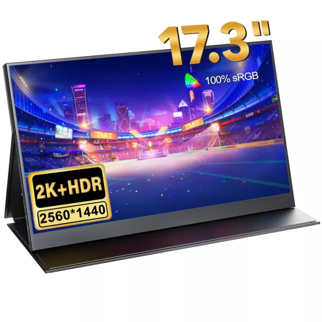 UPERFECT Tragbarer 17,3 Zoll Monitor 2K FHD Display mit Mini-HDMI Typ-C Eingang