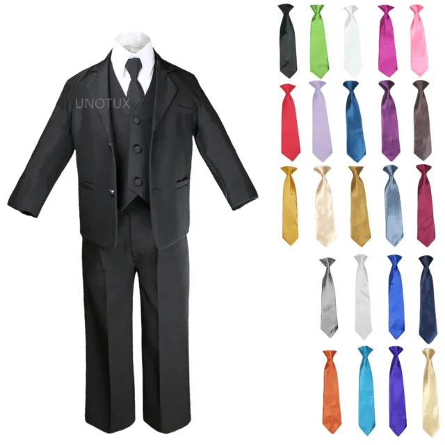 Boy Teen Kid Formal Wedding Tuxedo Suits Vest Set EXTRA color Tie 6PC 4T-20
