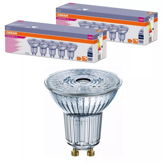 10 x Osram LED PAR16 Glas Reflektor 4,5W = 50W GU10 350lm 940 Neutralweiß 4000K