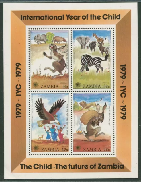 Sambia 1979 Int. Jahr des Kindes Afrikan. Märchen Block 5 postfrisch (C29371)