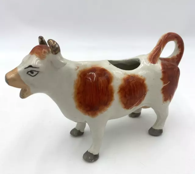 Vintage Cow Creamer England Staffordshire Ware Kent England spots w/gold horns