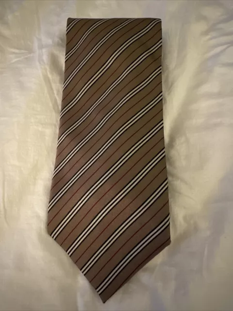 BURBERRY 100%Silk Striped Tie Iconic Plaid Colors 2